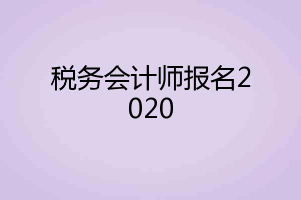 税务会计师报名2020