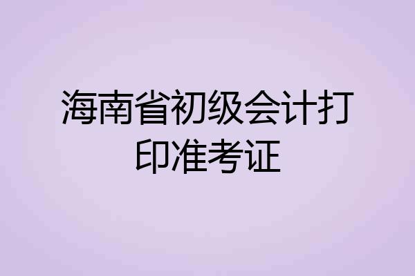 海南省初级会计打印准考证