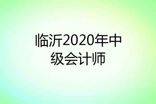 临沂2020年中级会计师