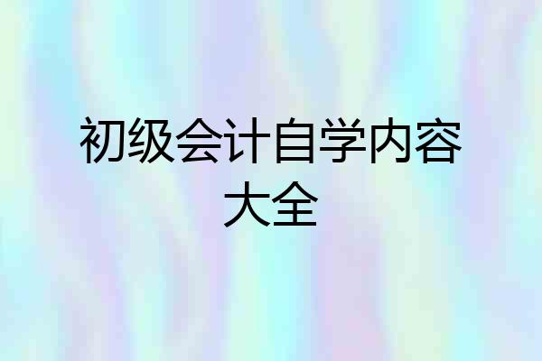 初级会计自学内容大全