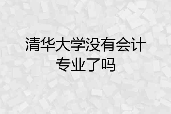 清华大学没有会计专业了吗