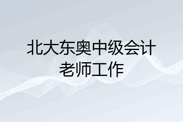 北大东奥中级会计老师工作