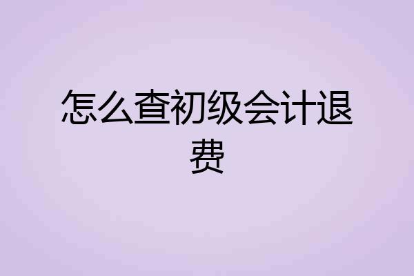 怎么查初级会计退费