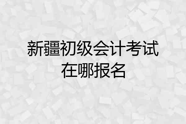 新疆初级会计考试在哪报名