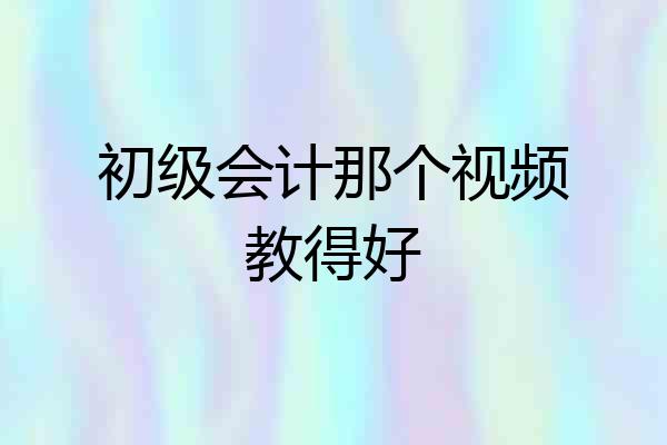 初级会计那个视频教得好