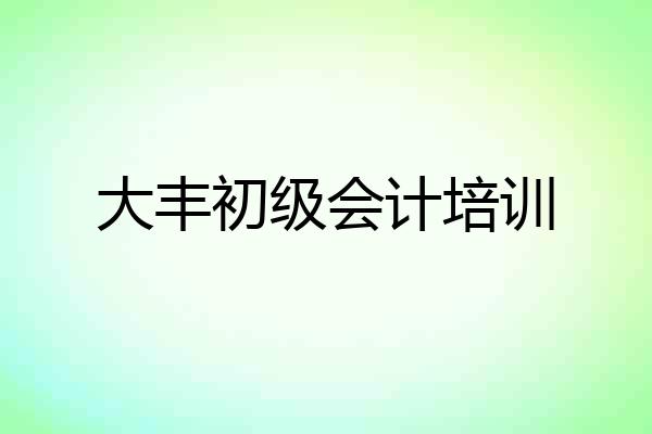 大丰初级会计培训