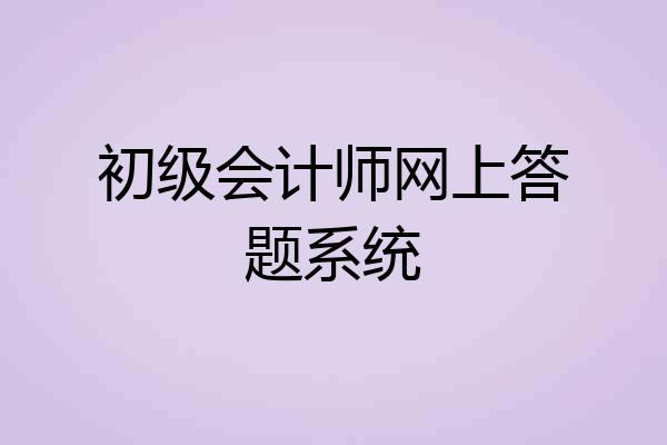 初级会计师网上答题系统