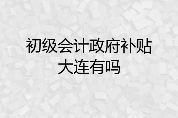 初级会计政府补贴大连有吗