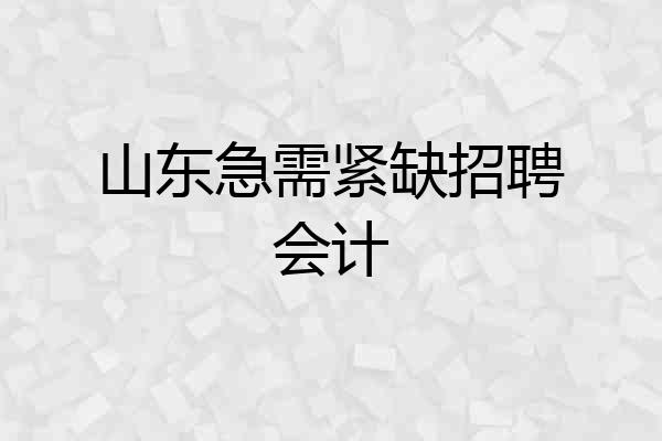 山东急需紧缺招聘会计