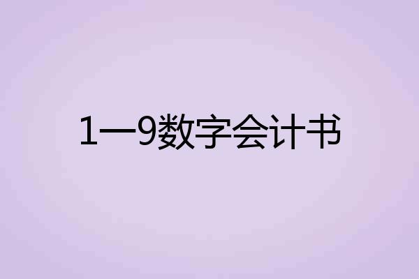 1一9数字会计书