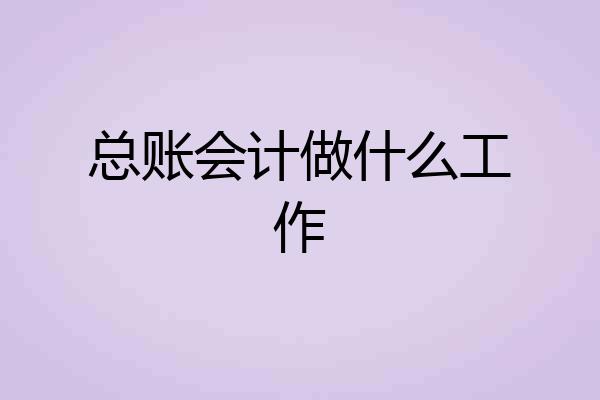 总账会计做什么工作