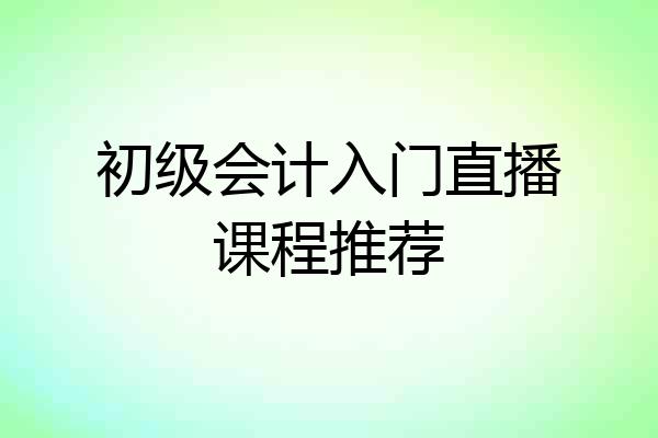 初级会计入门直播课程推荐