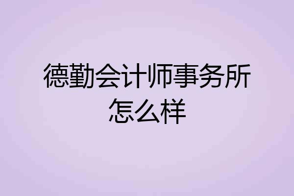 德勤会计师事务所怎么样