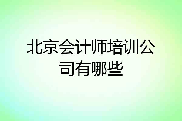 北京会计师培训公司有哪些