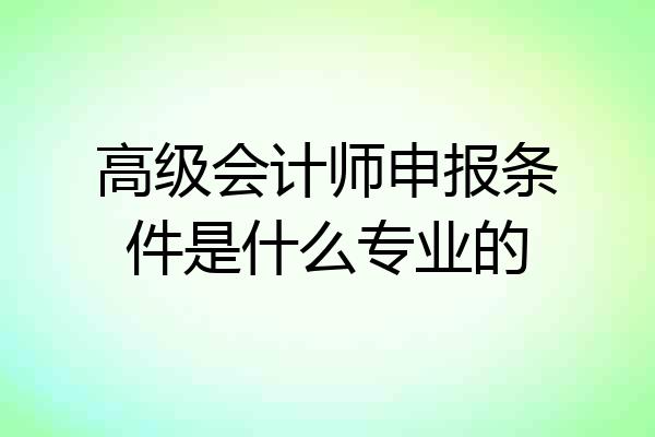高级会计师申报条件是什么专业的