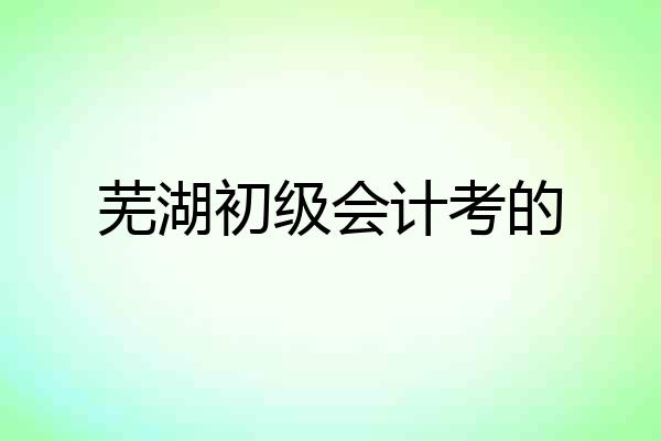 芜湖初级会计考的