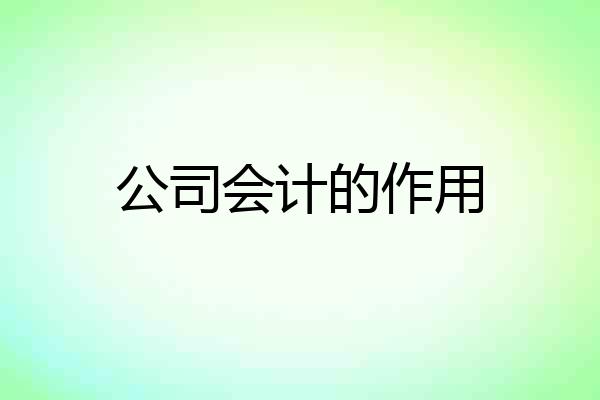 公司会计的作用