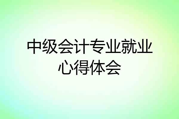 中级会计专业就业心得体会