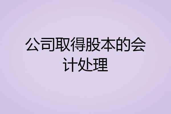 公司取得股本的会计处理