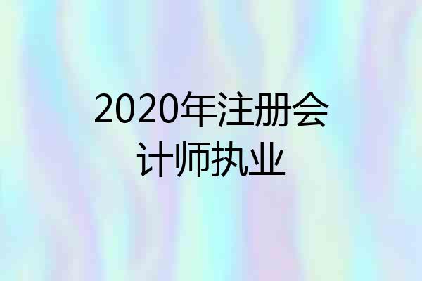 2020年注册会计师执业