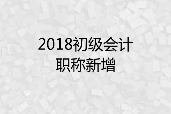 2018初级会计职称新增