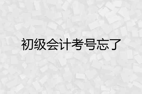 初级会计考号忘了