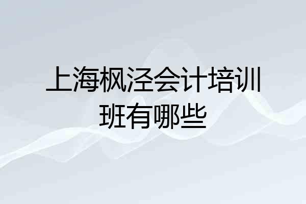 上海枫泾会计培训班有哪些