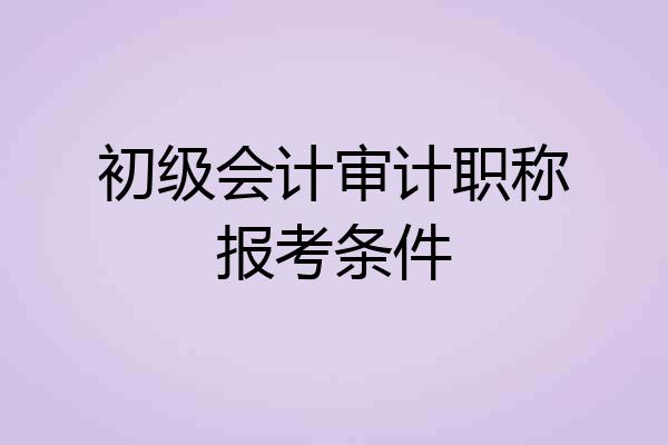 初级会计审计职称报考条件