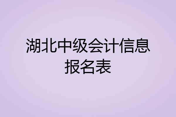 湖北中级会计信息报名表