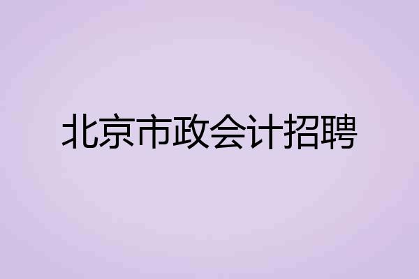 北京市政会计招聘