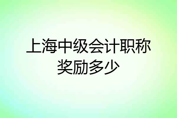 上海中级会计职称奖励多少