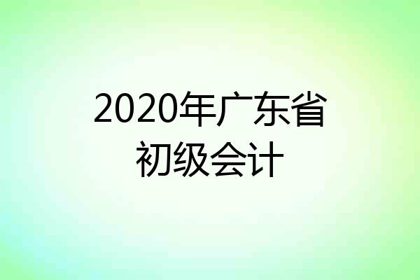 2020年广东省初级会计