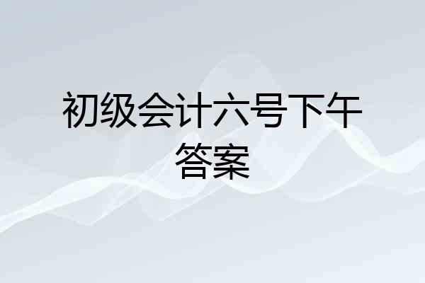 初级会计六号下午答案
