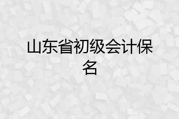 山东省初级会计保名