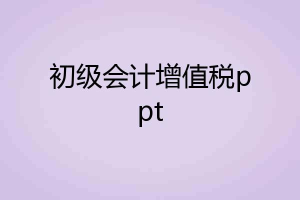 初级会计增值税ppt