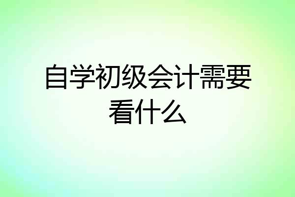 自学初级会计需要看什么