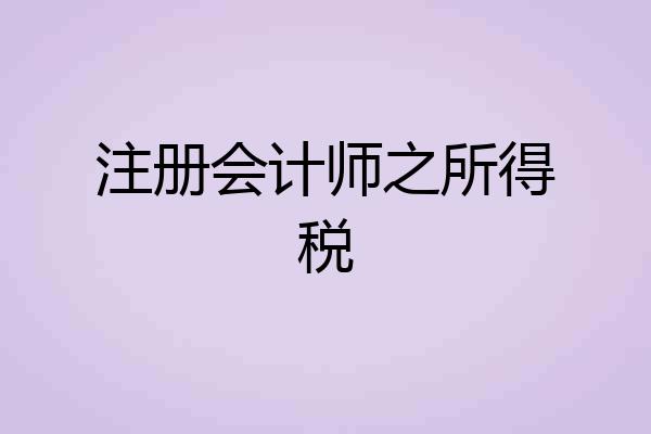 注册会计师之所得税