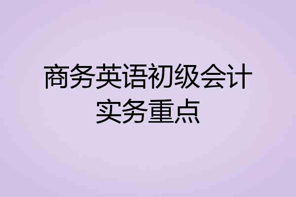 商务英语初级会计实务重点