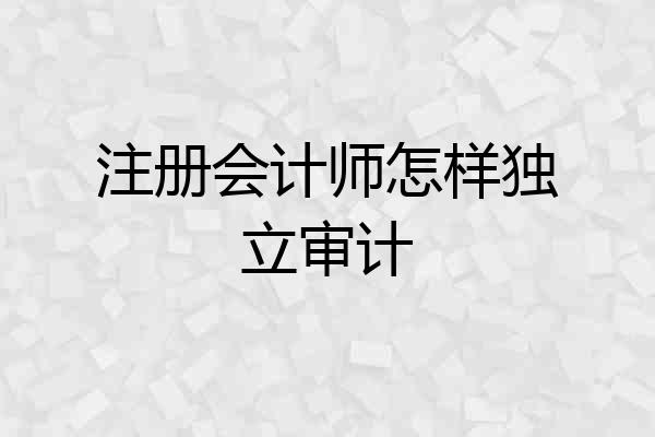 注册会计师怎样独立审计