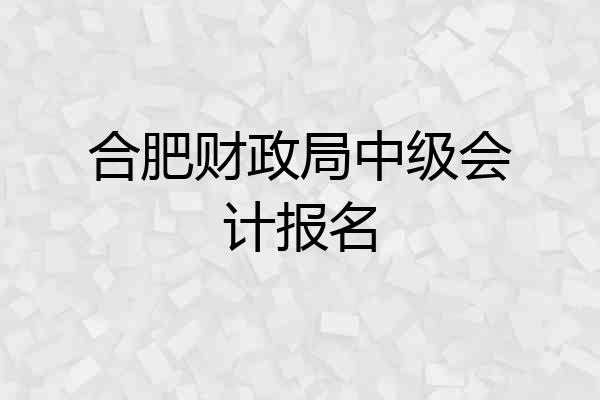 合肥财政局中级会计报名