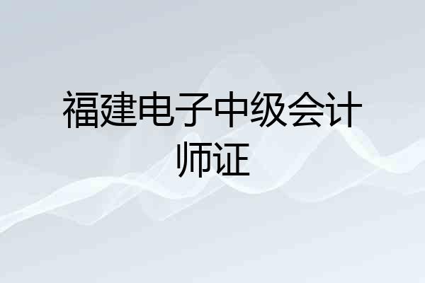 福建电子中级会计师证