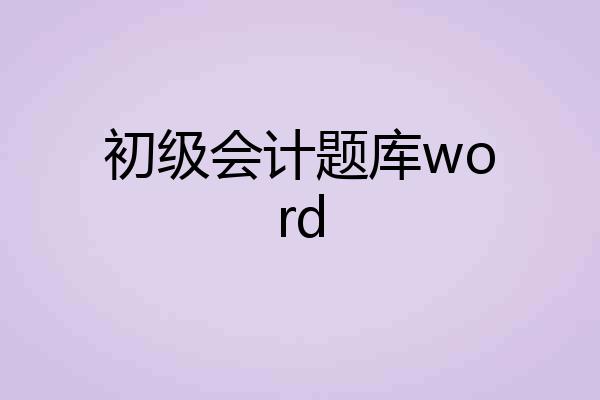 初级会计题库word
