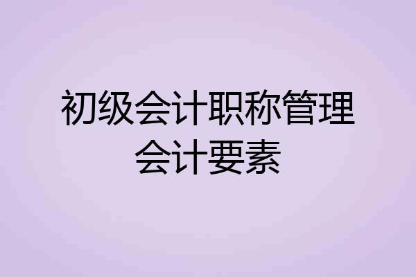 初级会计职称管理会计要素