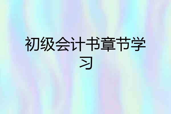 初级会计书章节学习