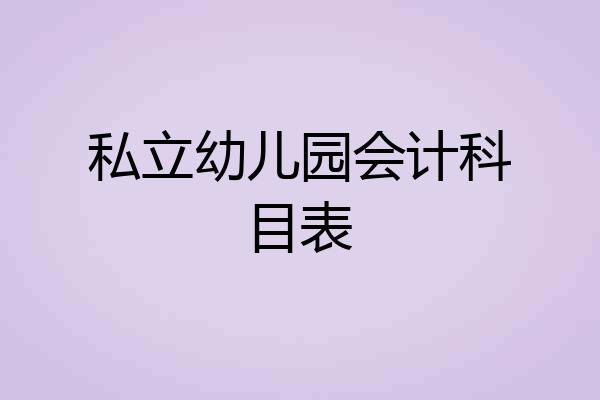 私立幼儿园会计科目表