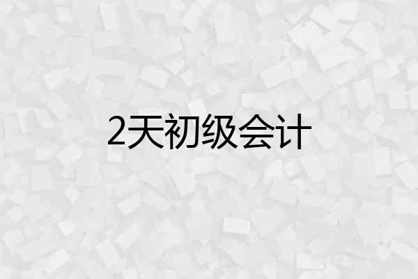 2天初级会计