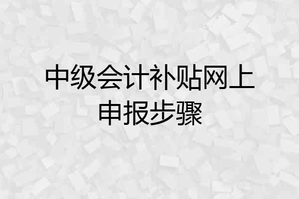 中级会计补贴网上申报步骤