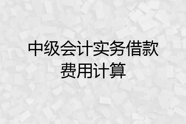 中级会计实务借款费用计算