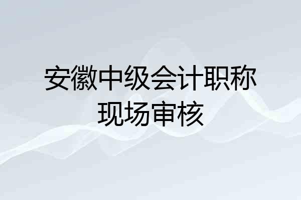 安徽中级会计职称现场审核