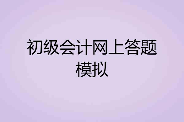 初级会计网上答题模拟